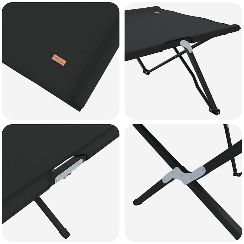 Foldende Camping Seng Sort 206 x 76 x 74 cm Oxford og Stål