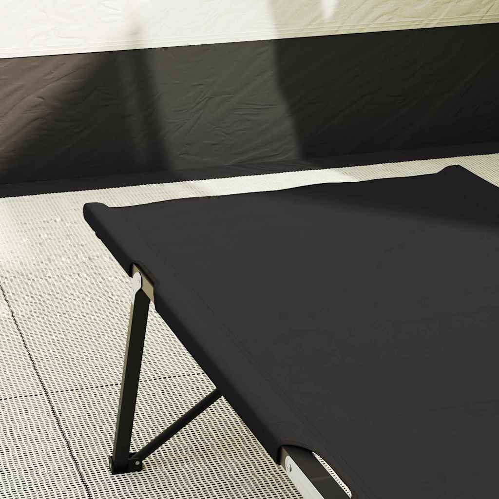 Foldende Camping Seng Sort 206 x 76 x 74 cm Oxford og Stål
