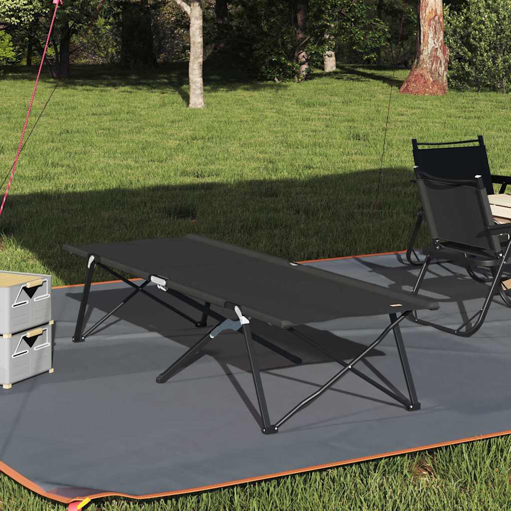 Foldende Camping Seng Sort 206 x 76 x 74 cm Oxford og Stål