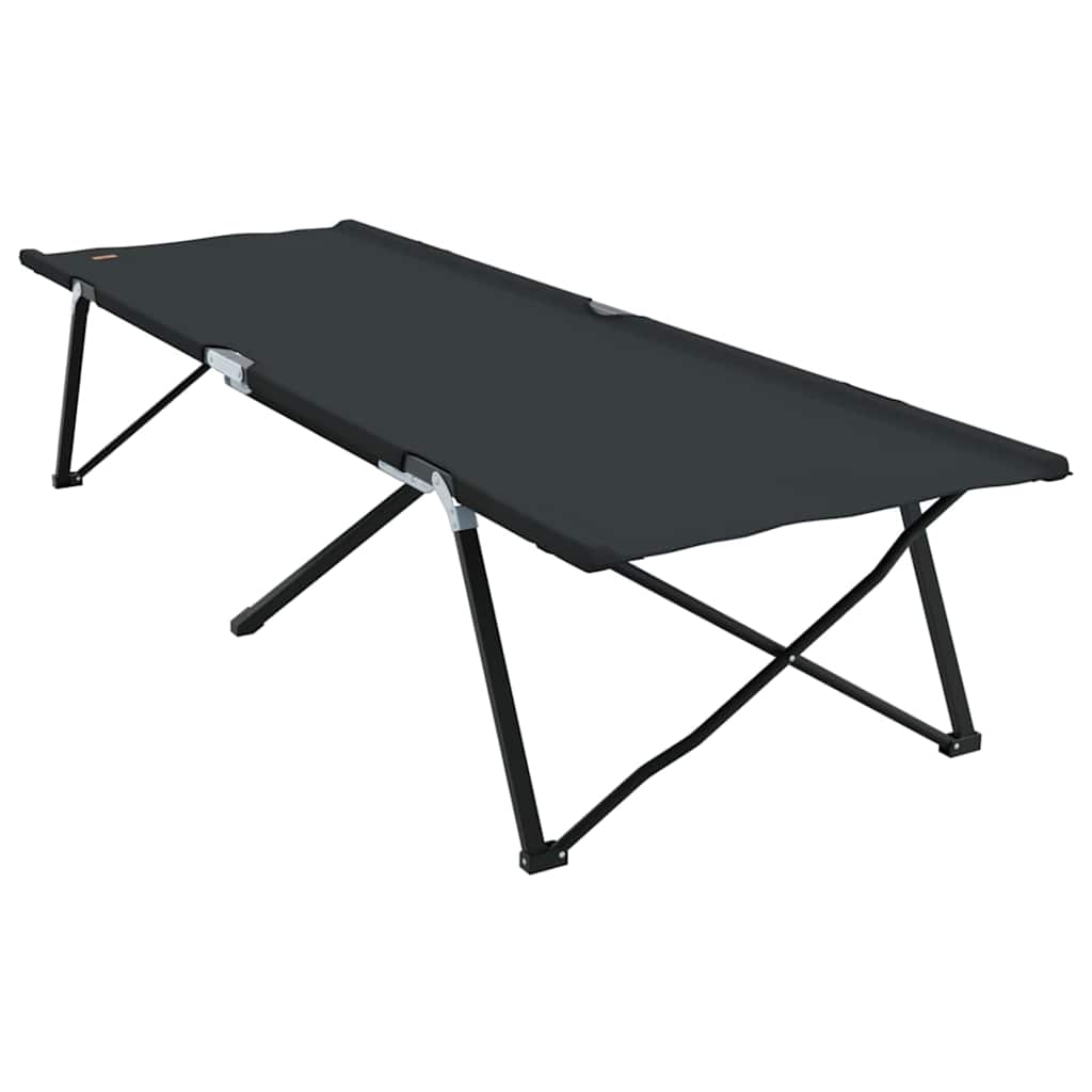 Foldende Camping Seng Sort 206 x 76 x 74 cm Oxford og Stål