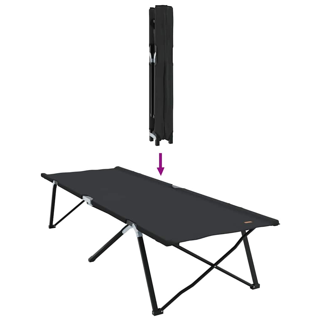 Foldende Camping Seng Sort 206 x 76 x 74 cm Oxford og Stål