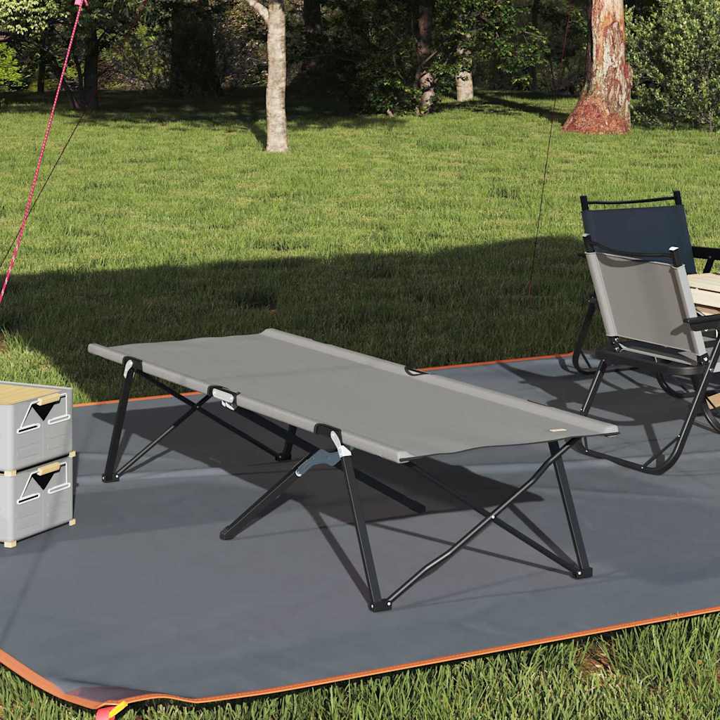 Foldende Camping Seng Grå 206 x 76 x 74 cm Oxford og Stål