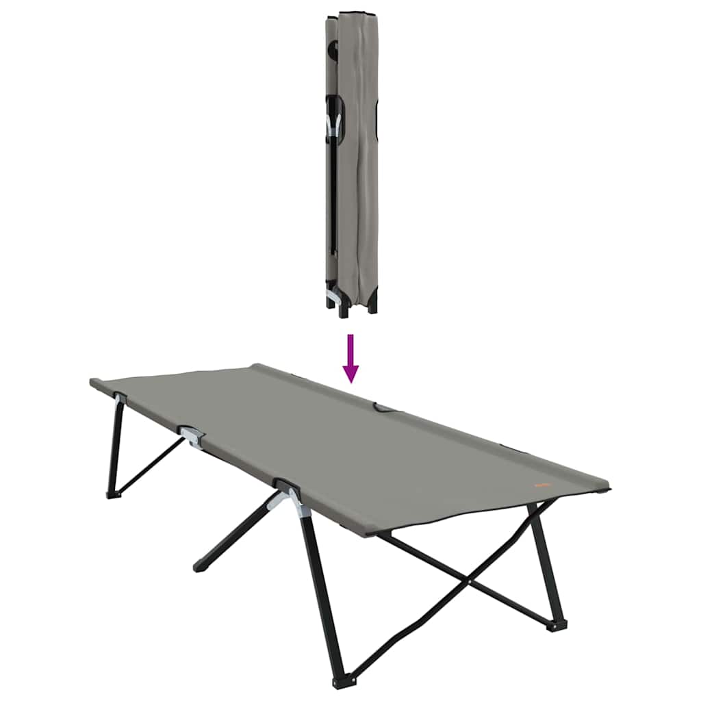 Foldende Camping Seng Grå 206 x 76 x 74 cm Oxford og Stål
