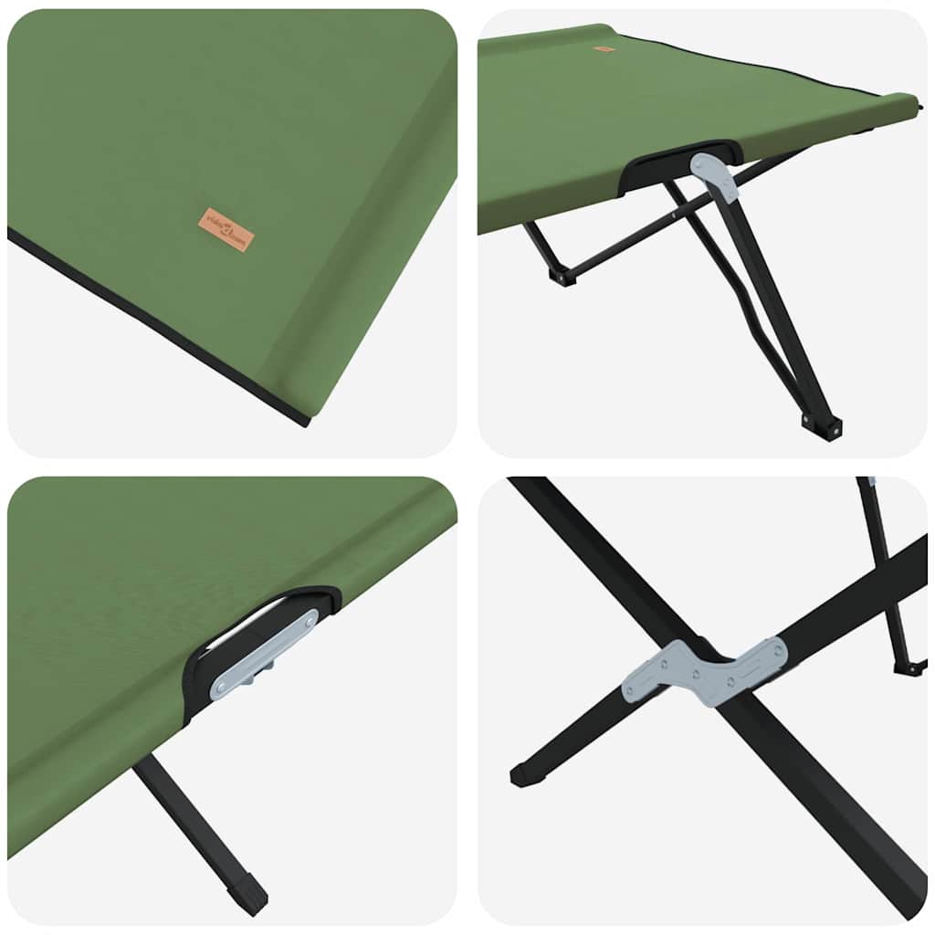 Foldende Camping Seng Grøn 206 x 76 x 74 cm Oxford og Stål