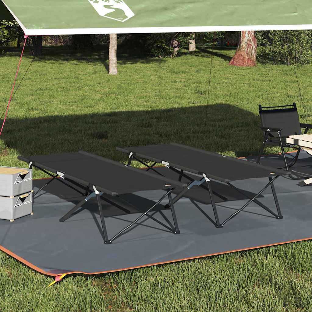 Foldende Camping Seng 2 stk. Sort 206 x 76 x 74 cm