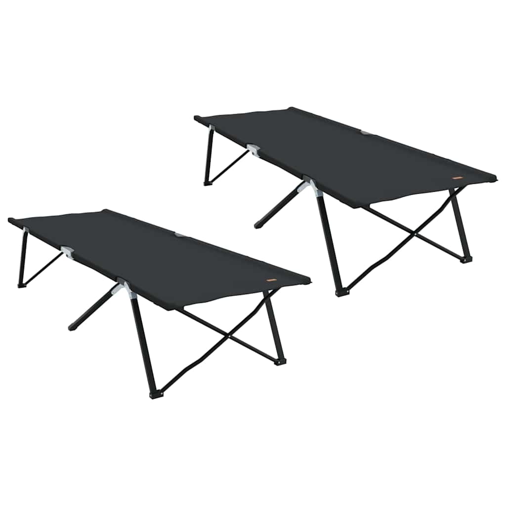 Foldende Camping Seng 2 stk. Sort 206 x 76 x 74 cm