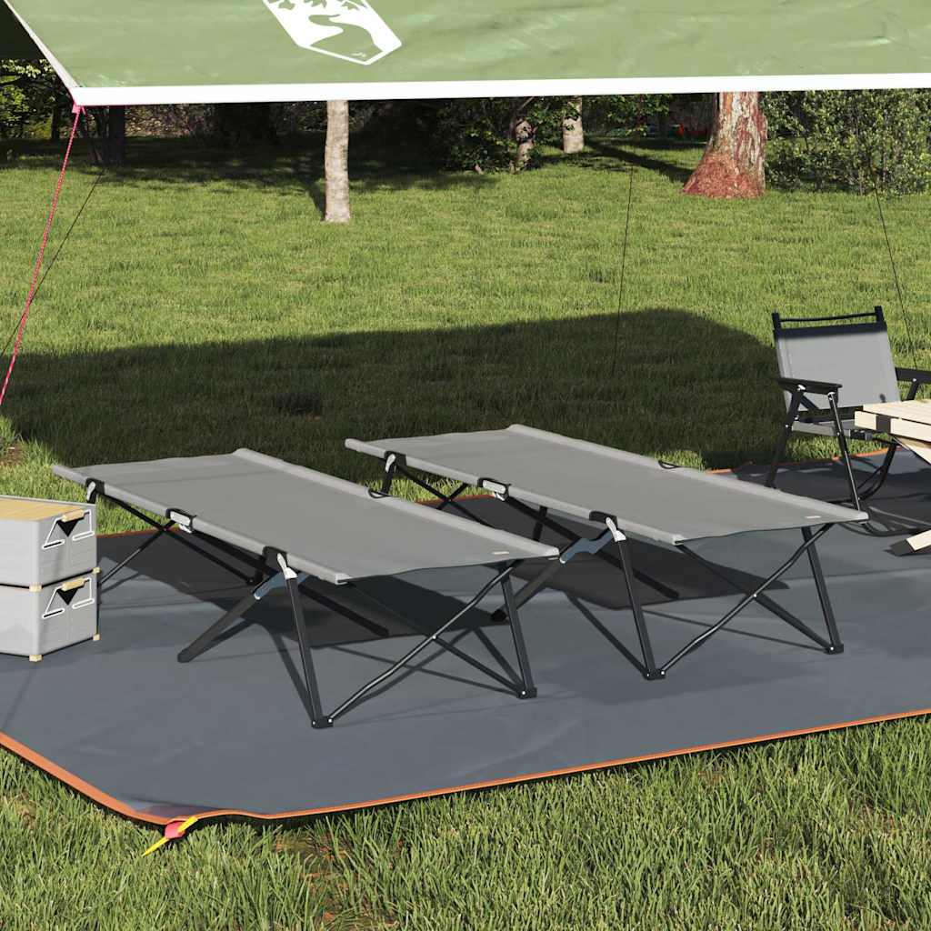 Foldende Camping Seng 2 stk. Grå 206 x 76 x 74 cm