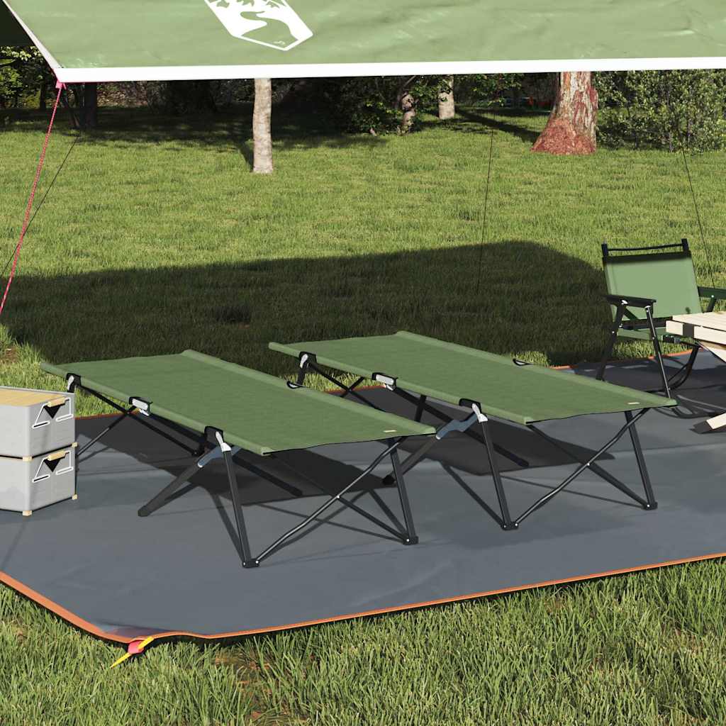 Foldende Camping Seng 2 stk. Grøn 206 x 76 x 74 cm