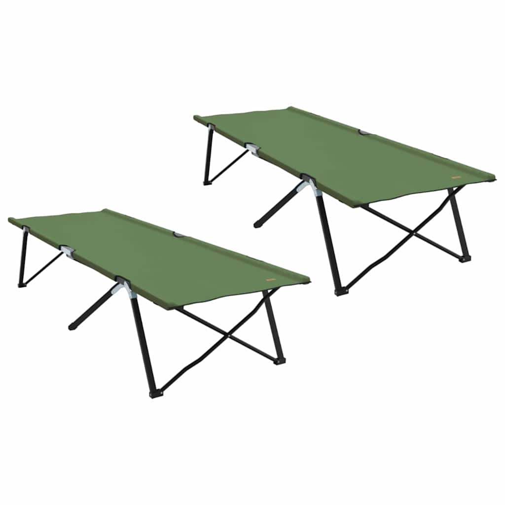 Foldende Camping Seng 2 stk. Grøn 206 x 76 x 74 cm