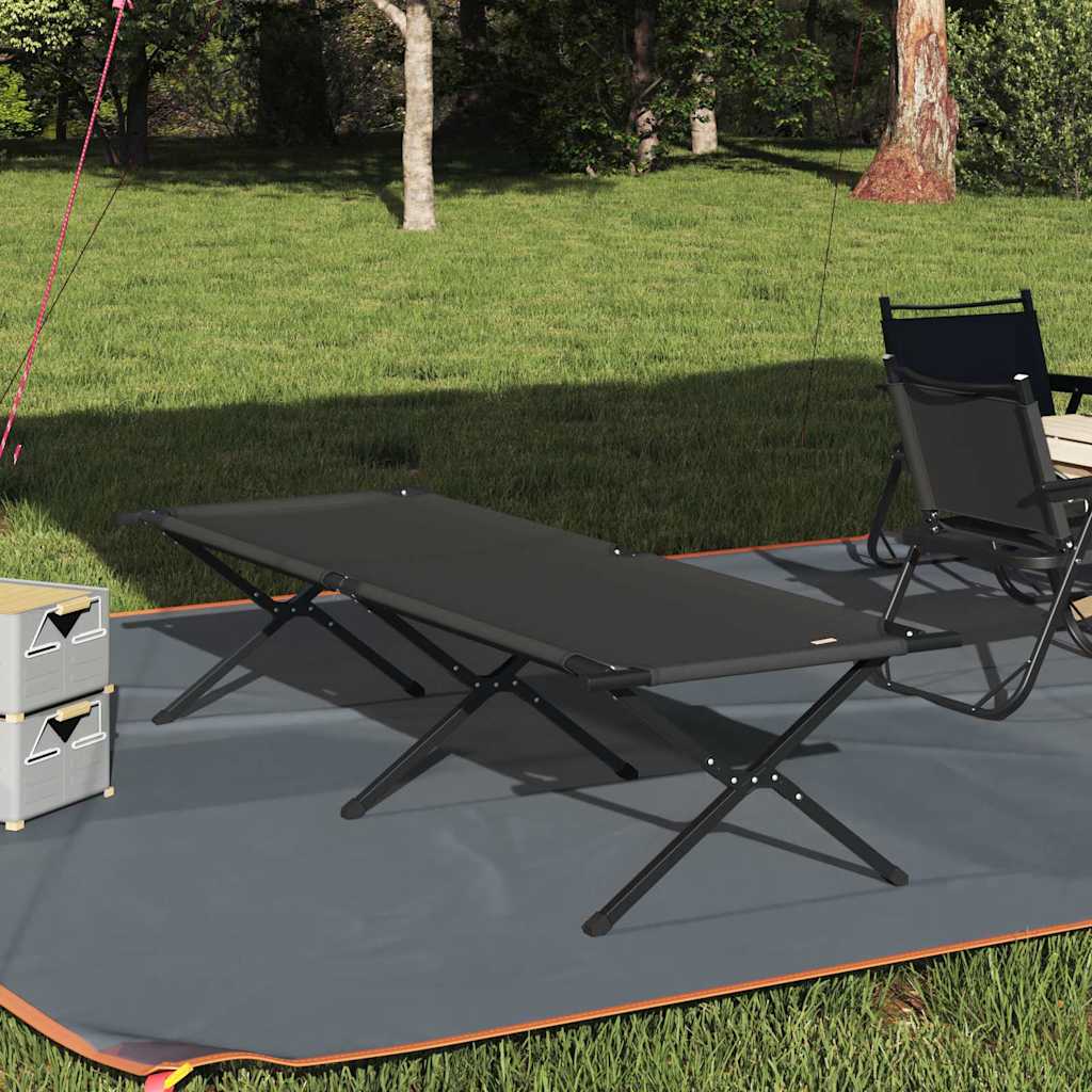 Foldende Camping Seng Sort 210 x 80 x 46 cm Oxford stof
