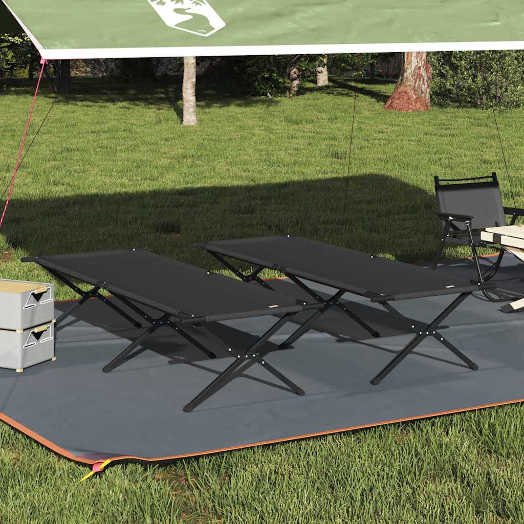 Foldende Camping Seng 2 stk. Sort 210 x 80 x 46 cm Oxford stof