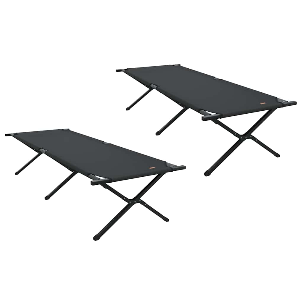 Foldende Camping Seng 2 stk. Sort 210 x 80 x 46 cm Oxford stof