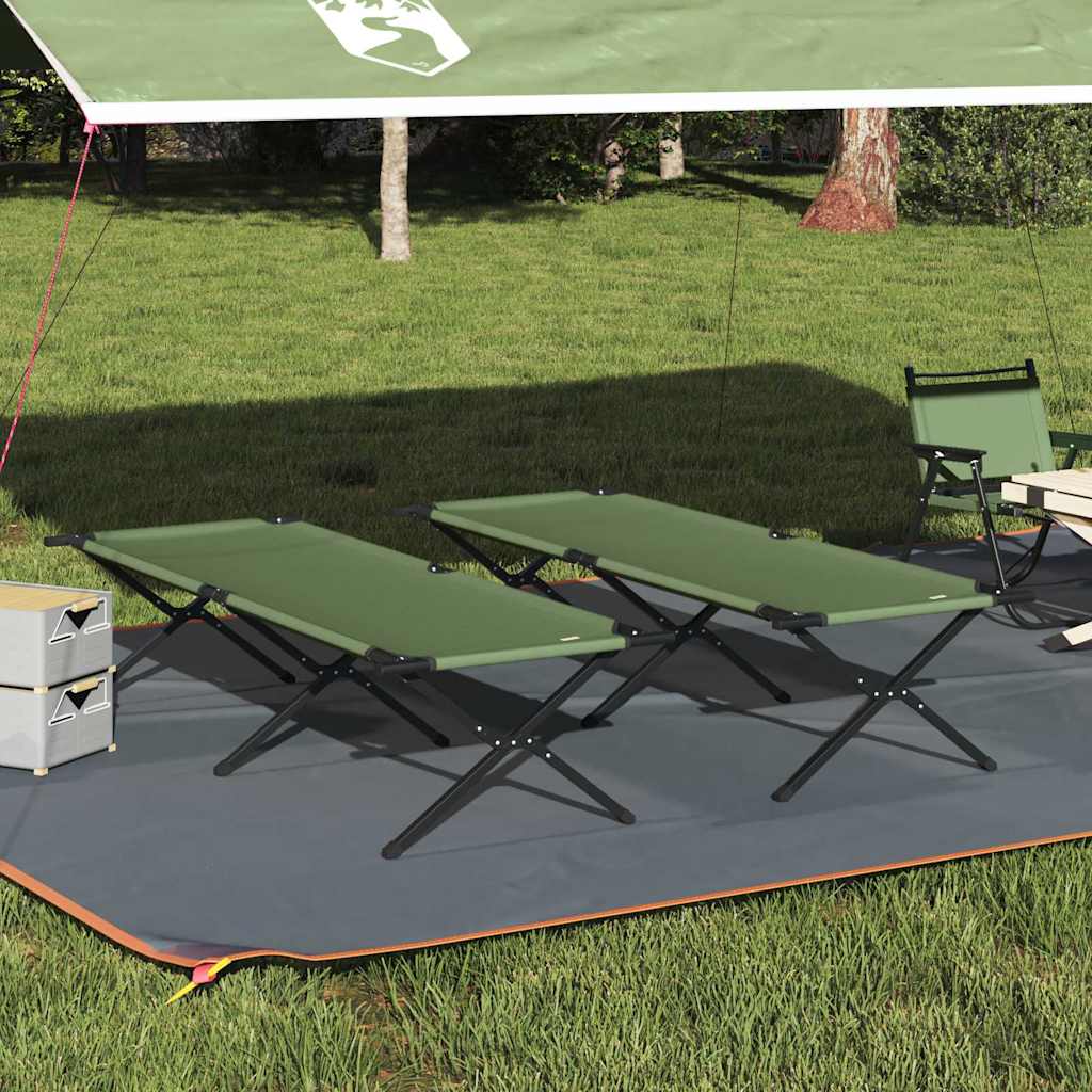 Foldende Camping Seng 2 stk. Grøn 210 x 80 x 46 cm Oxford stof