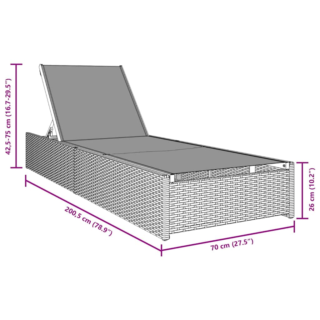 Solstol Beige 200.5 x 70 x 75 cm polyrattan