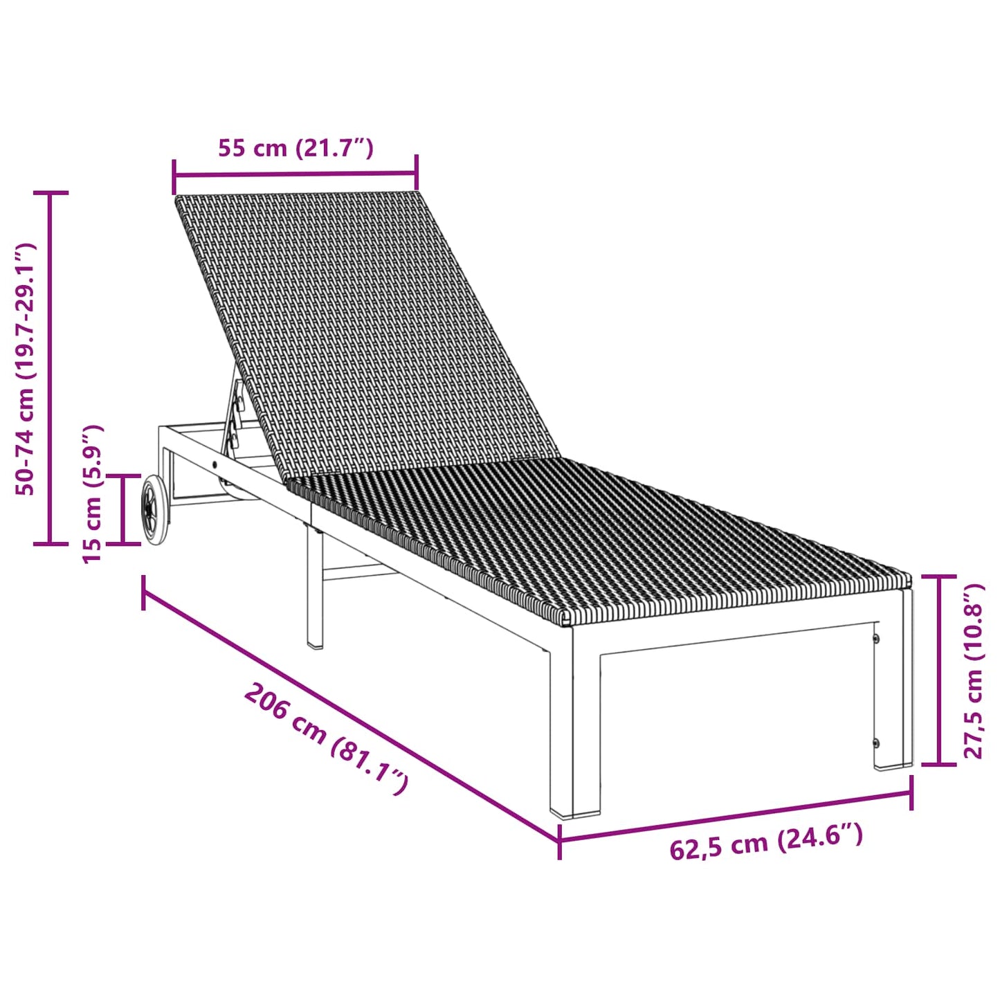 Solseng polyrattan Sort