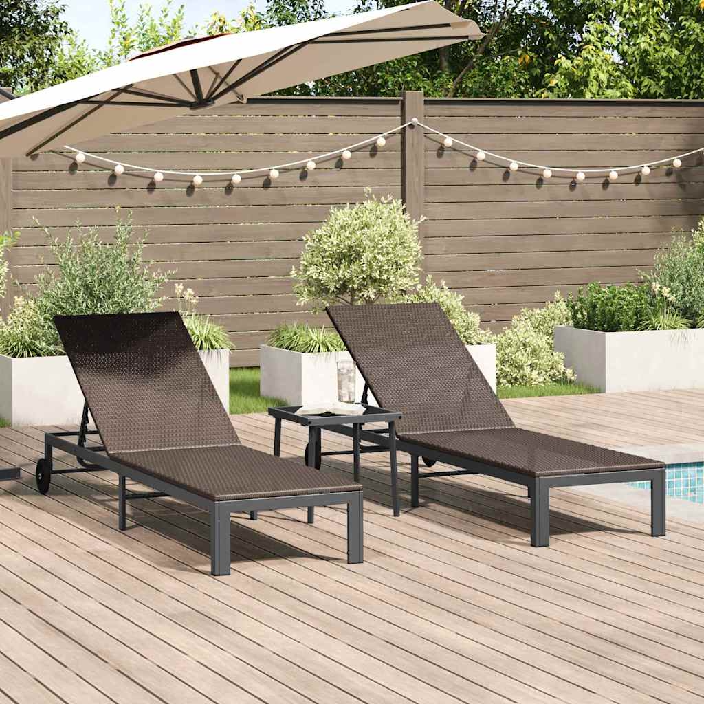 Solseng 3 stk. polyrattan Brun