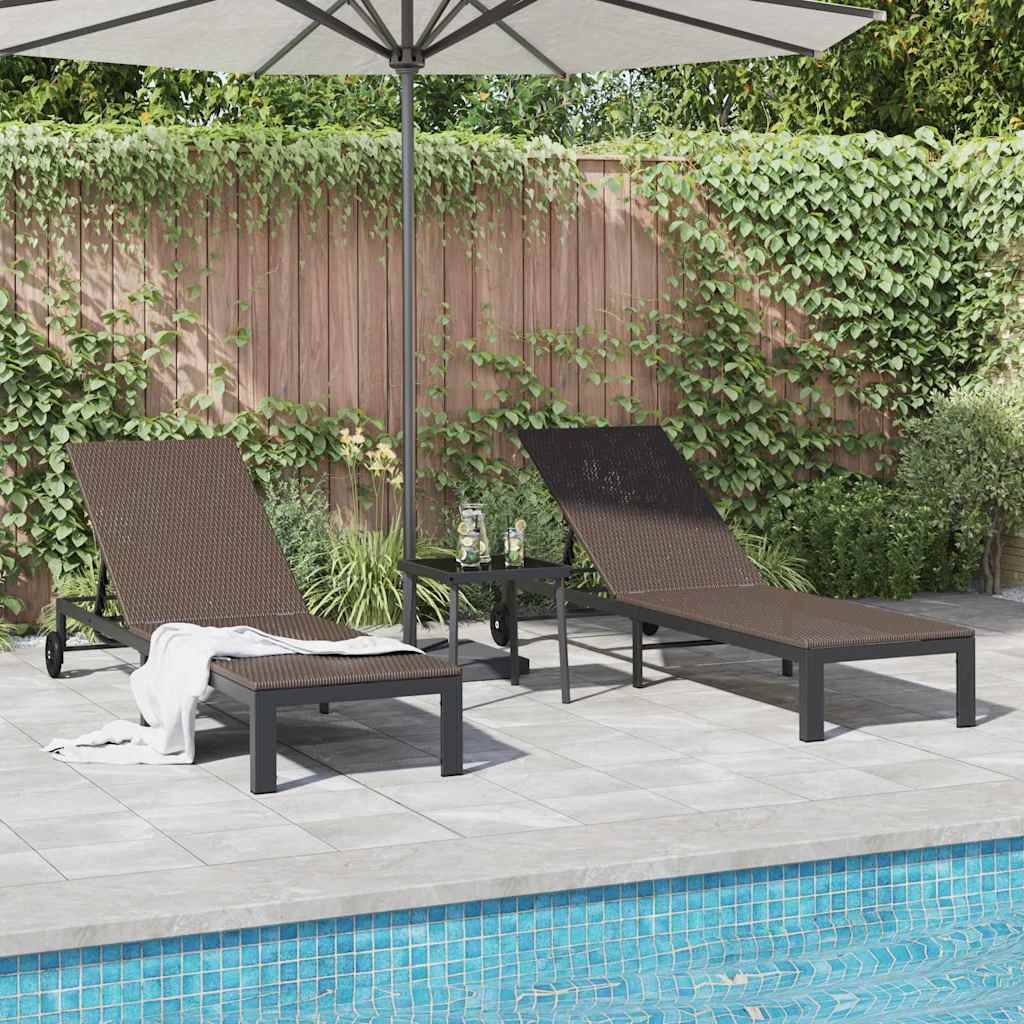 Solseng 3 stk. polyrattan Brun
