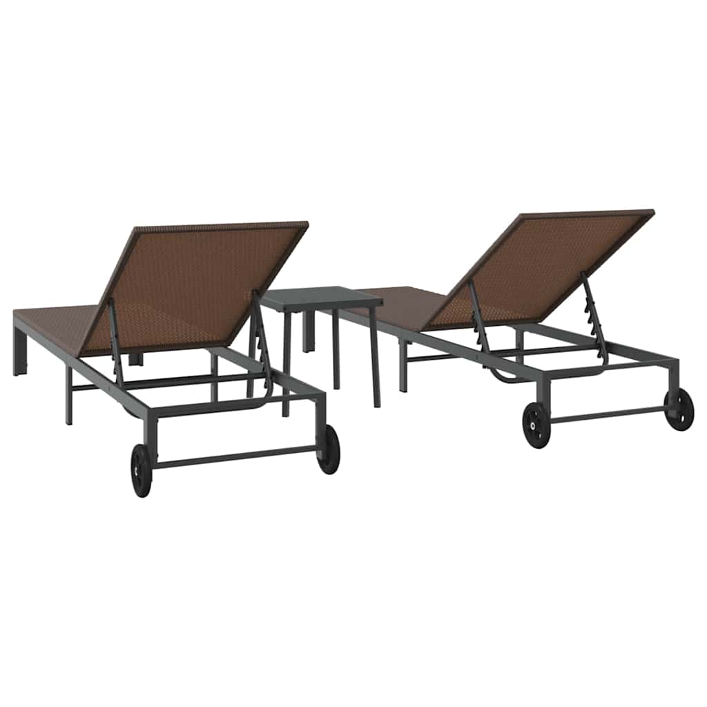 Solseng 3 stk. polyrattan Brun