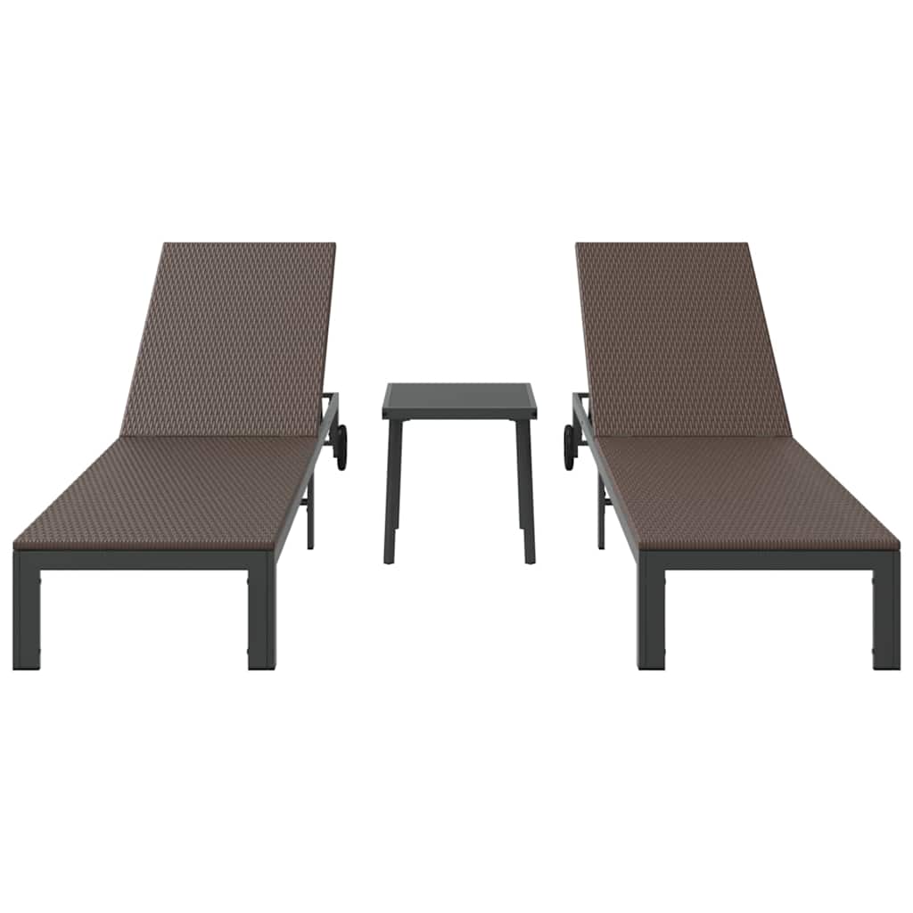 Solseng 3 stk. polyrattan Brun