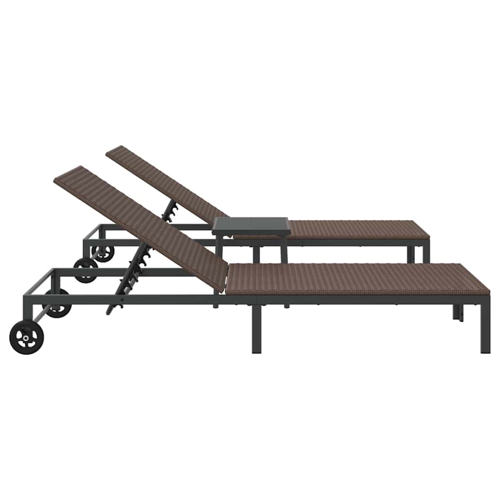 Solseng 3 stk. polyrattan Brun