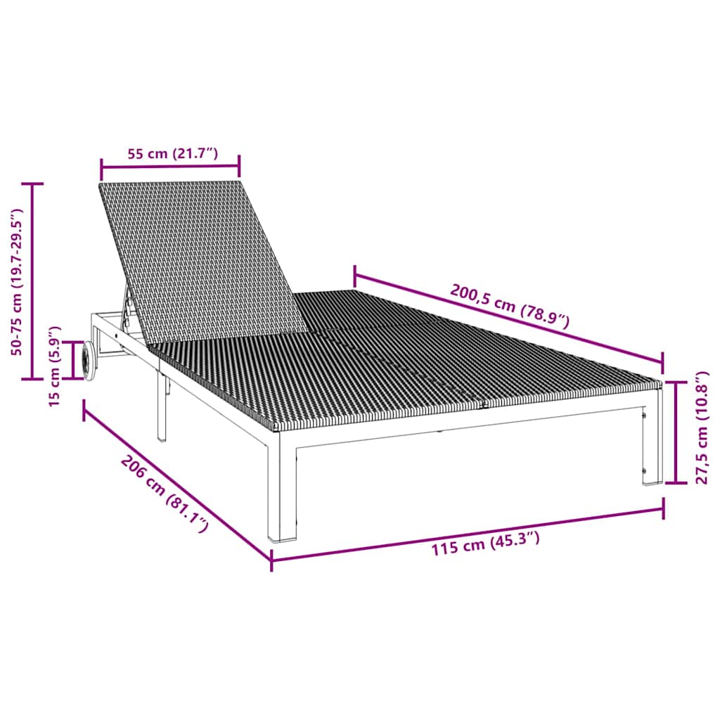 Solseng polyrattan Sort