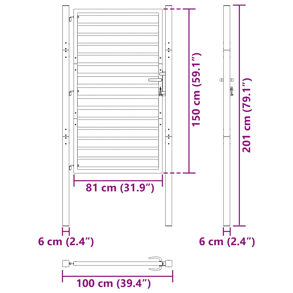 havelåge låsbar 100x150 cm aluminium sort