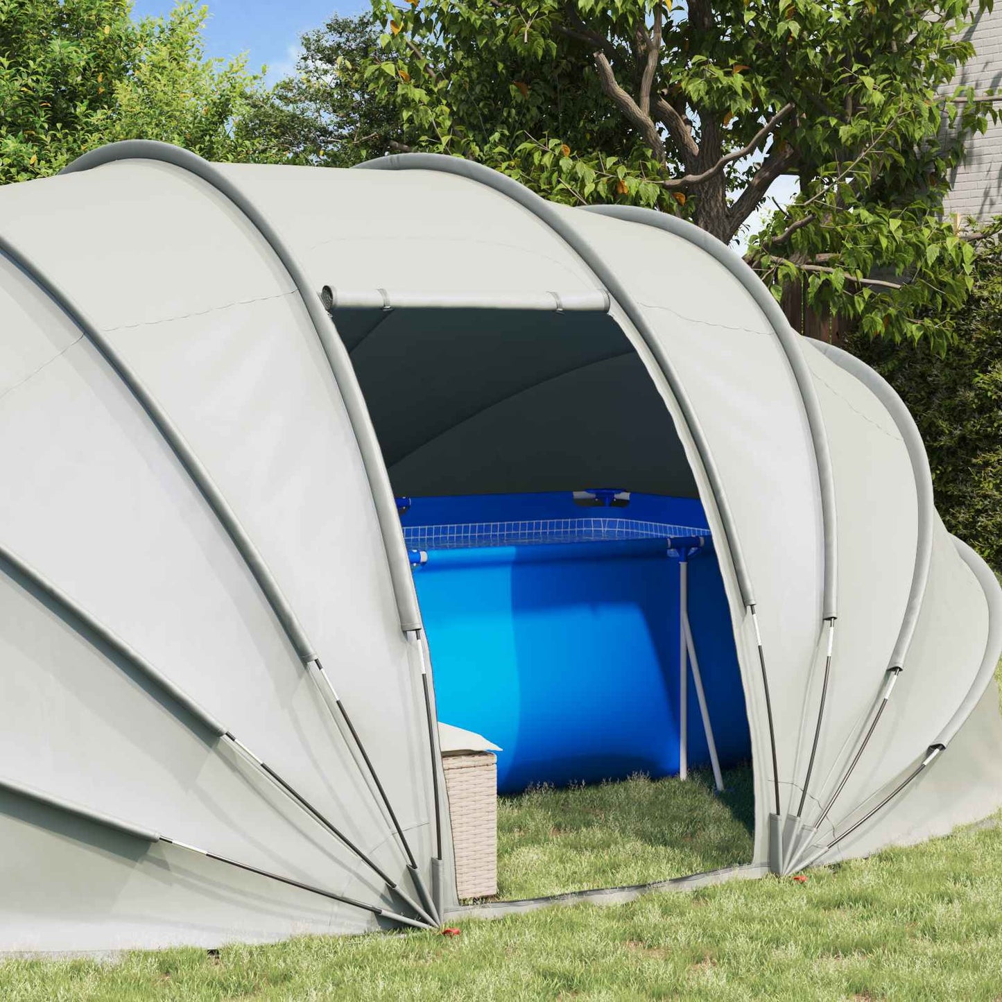 Pooltelt Dome 538 x 440 x 204 cm Grå