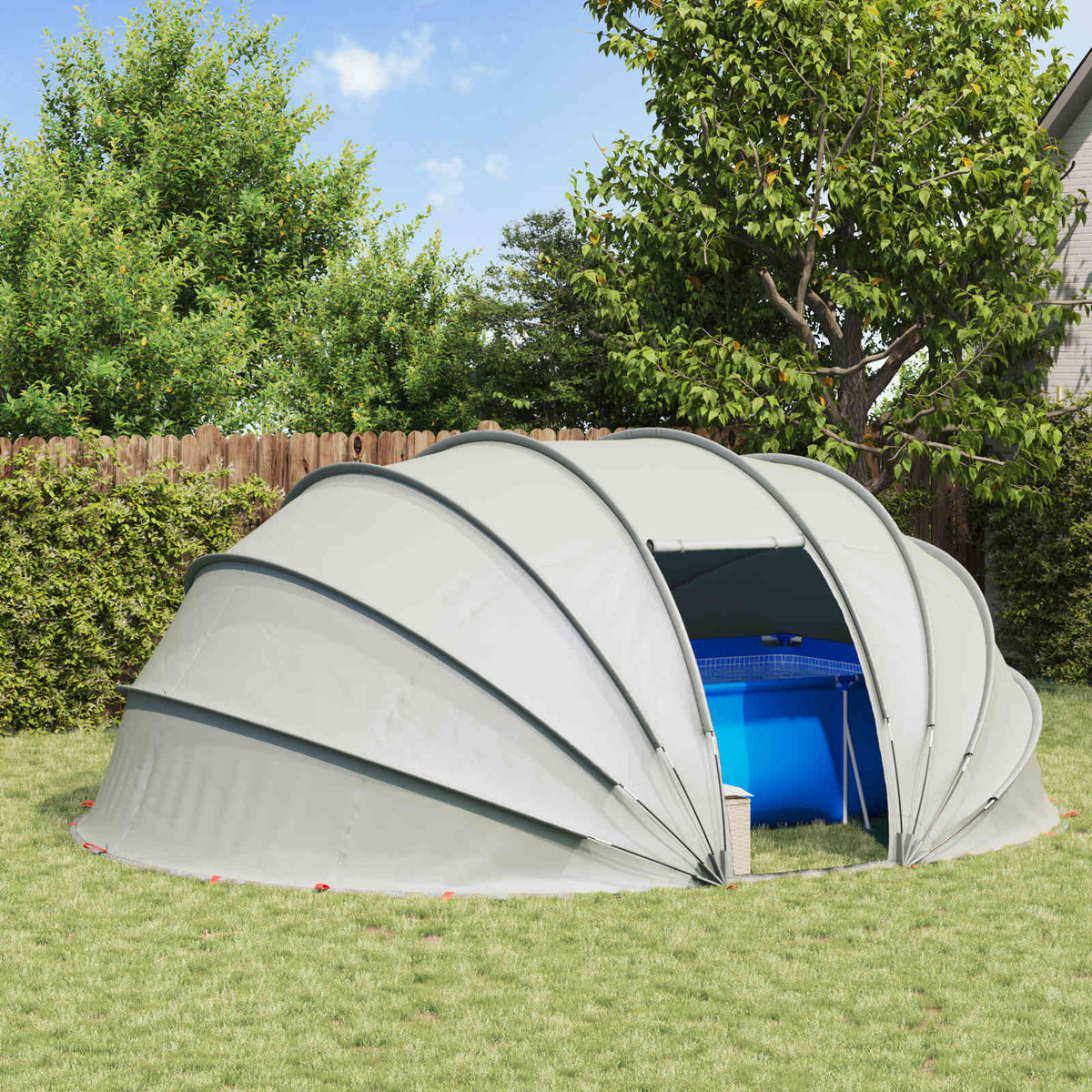 Pooltelt Dome 538 x 440 x 204 cm Grå