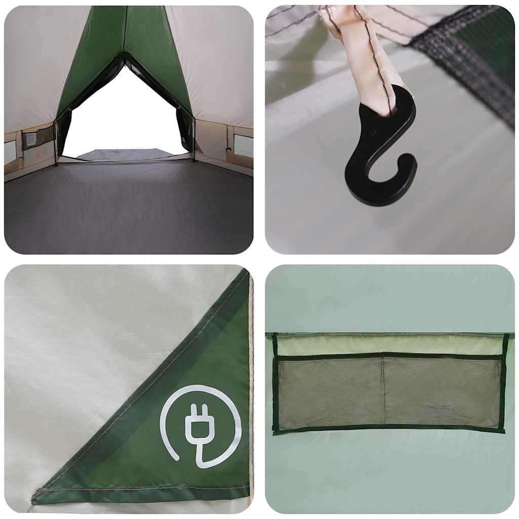 Teepee Telt 4-Person 4 personer Grøn og Grå