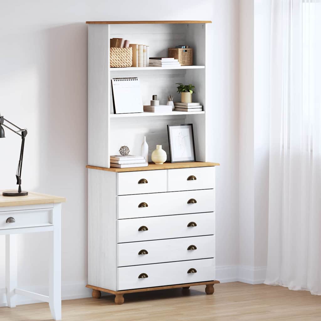 Skab med skuffe ASKIM Hvid 91 x 40 x 200,5 cm Massiv fyrretræ
