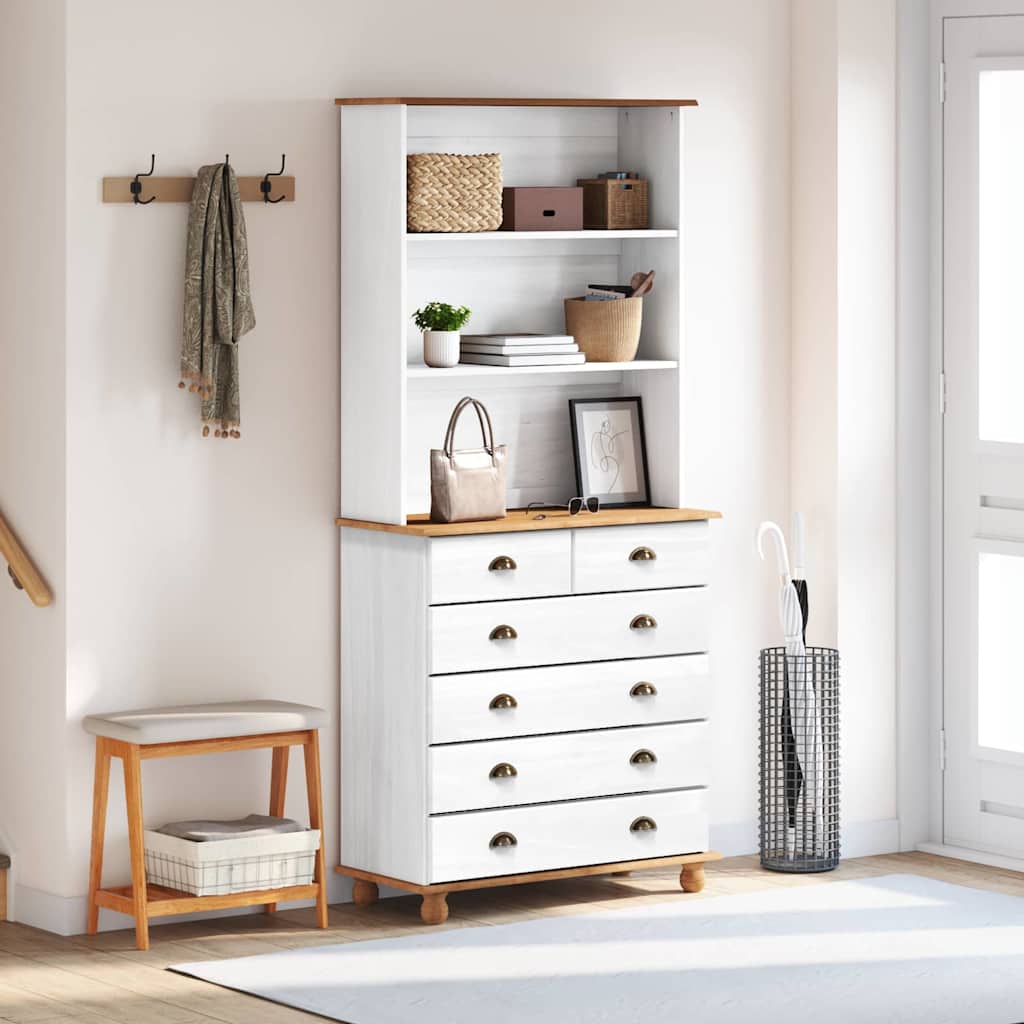 Skab med skuffe ASKIM Hvid 91 x 40 x 200,5 cm Massiv fyrretræ