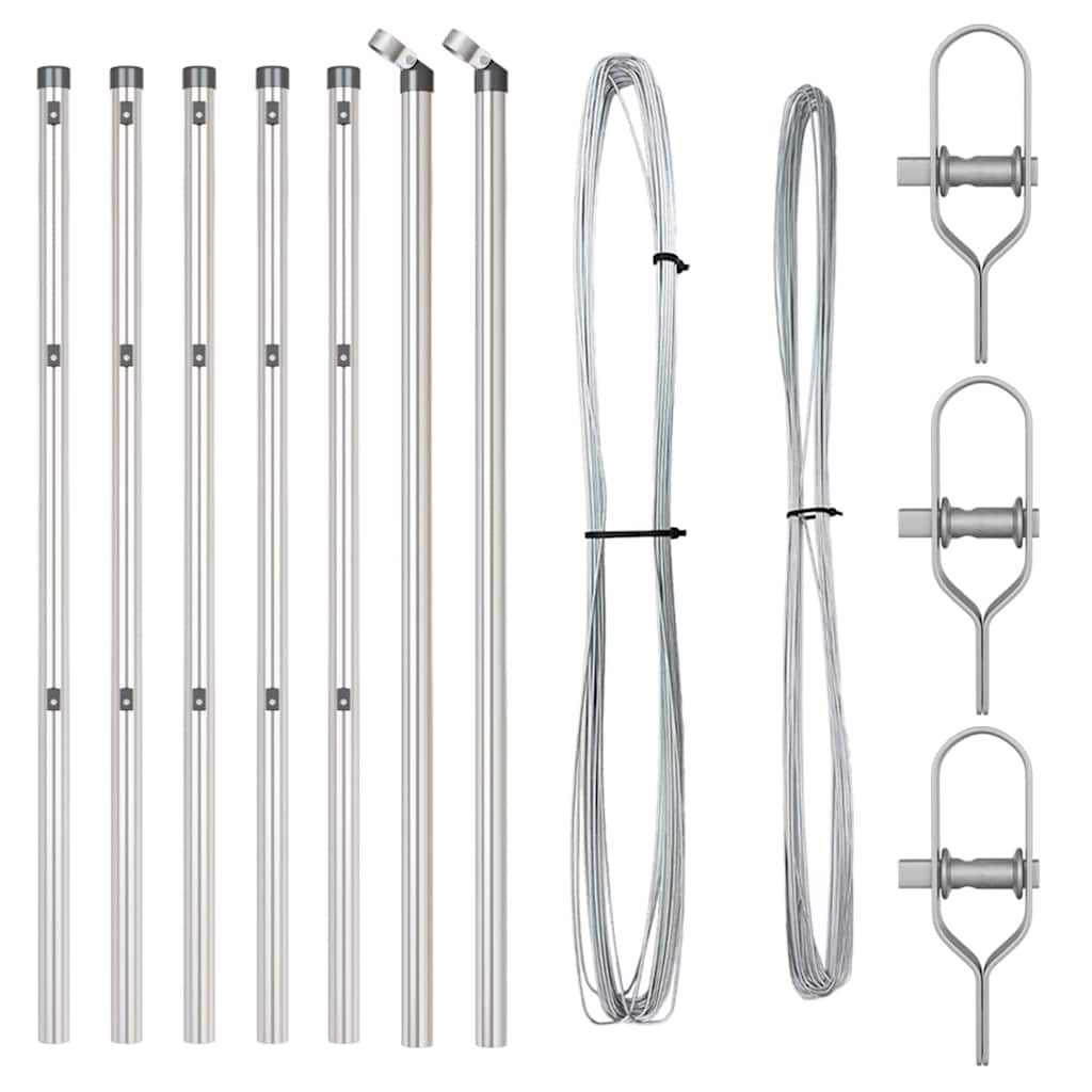 Einbetonierter Zaunpfosten 7 stk. Sølv Pulverlakeret stål
