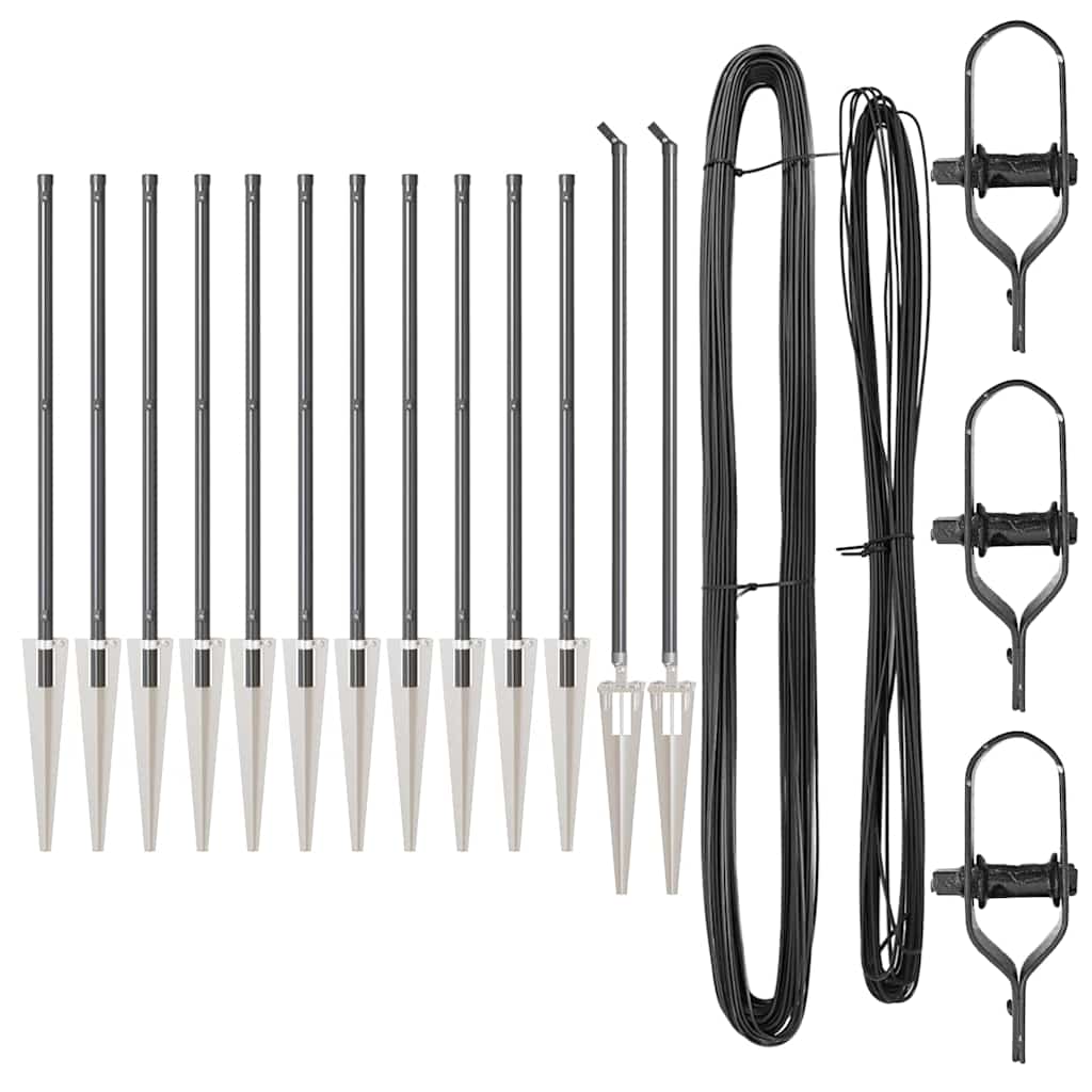 Jordspidse hegnspost 13 stk. Grå Pulverlakeret stål