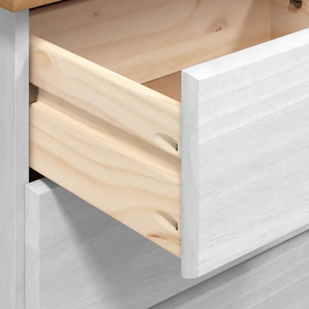Skuffeskab ASKIM Hvid 91 x 40 x 95,5 cm Massiv fyrretræ