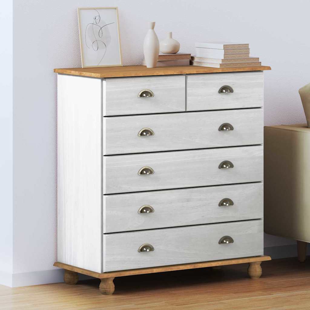 Skuffeskab ASKIM Hvid 91 x 40 x 95,5 cm Massiv fyrretræ