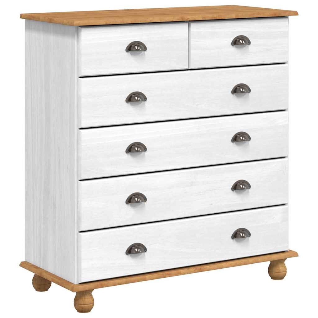 Skuffeskab ASKIM Hvid 91 x 40 x 95,5 cm Massiv fyrretræ
