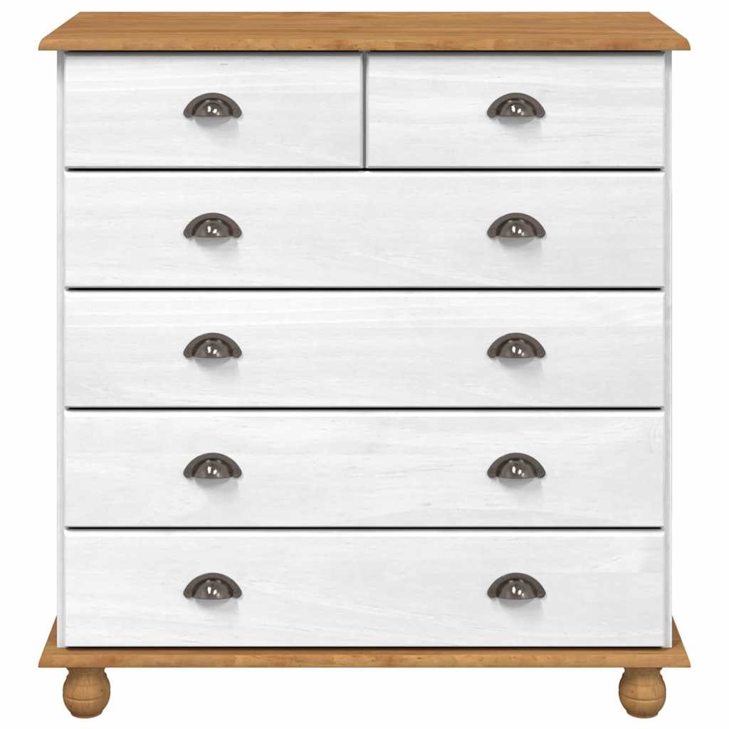 Skuffeskab ASKIM Hvid 91 x 40 x 95,5 cm Massiv fyrretræ