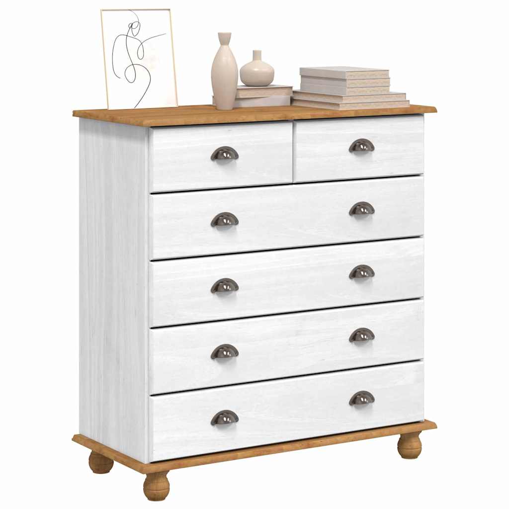 Skuffeskab ASKIM Hvid 91 x 40 x 95,5 cm Massiv fyrretræ