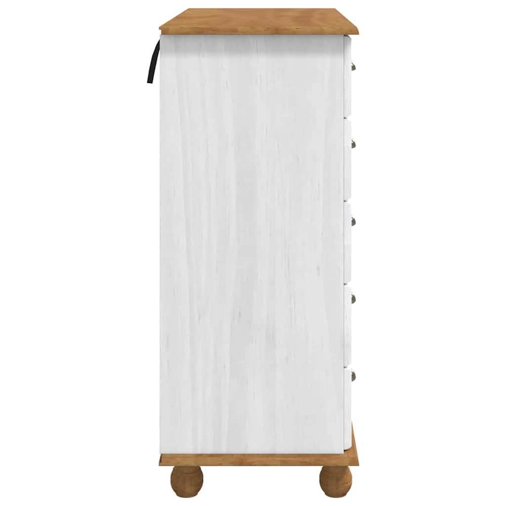 Skuffeskab ASKIM Hvid 91 x 40 x 95,5 cm Massiv fyrretræ