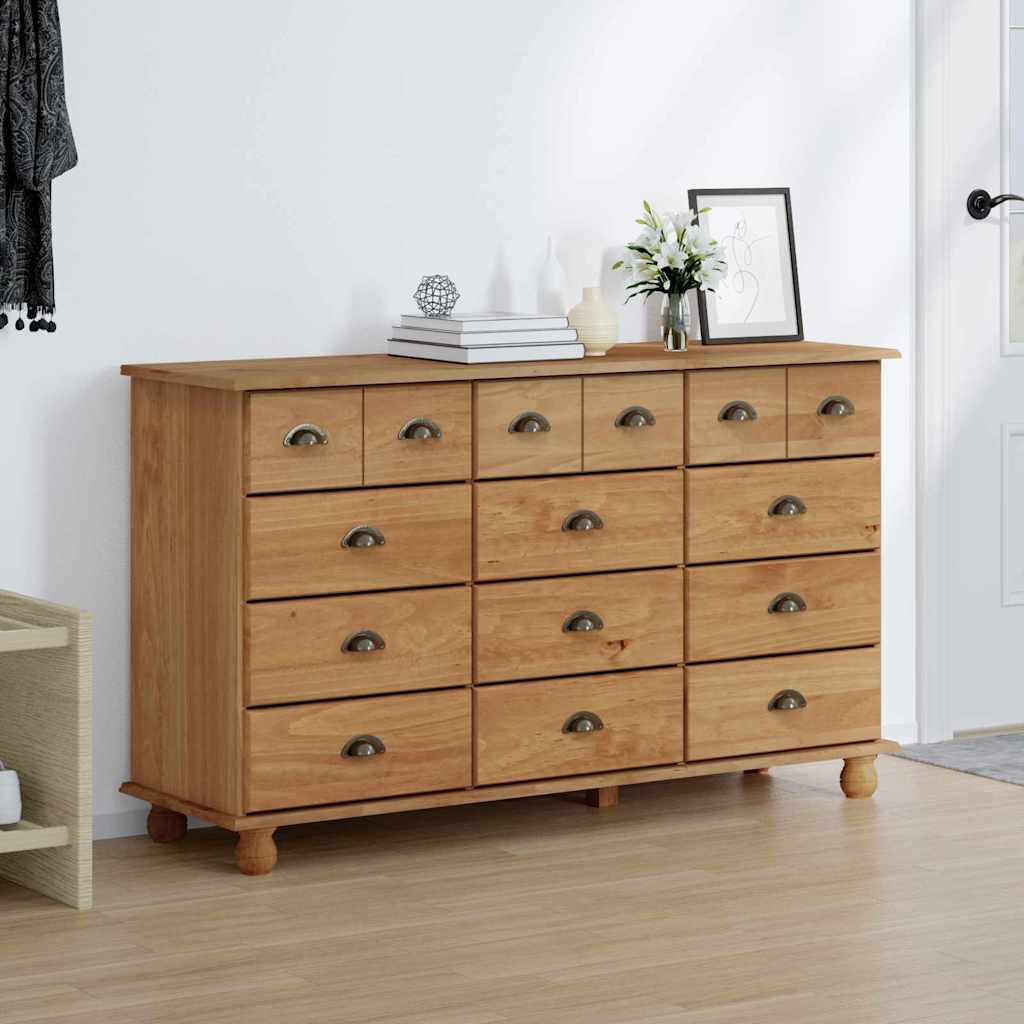 Skuffeskab ASKIM Brun 79 x 40 x 133,5 cm Massiv fyrretræ