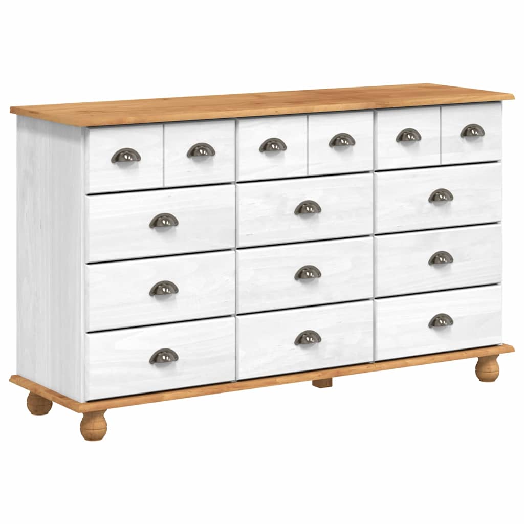 Skuffeskab ASKIM Hvid 79 x 40 x 133,5 cm Massiv fyrretræ