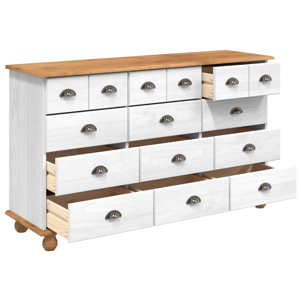 Skuffeskab ASKIM Hvid 79 x 40 x 133,5 cm Massiv fyrretræ