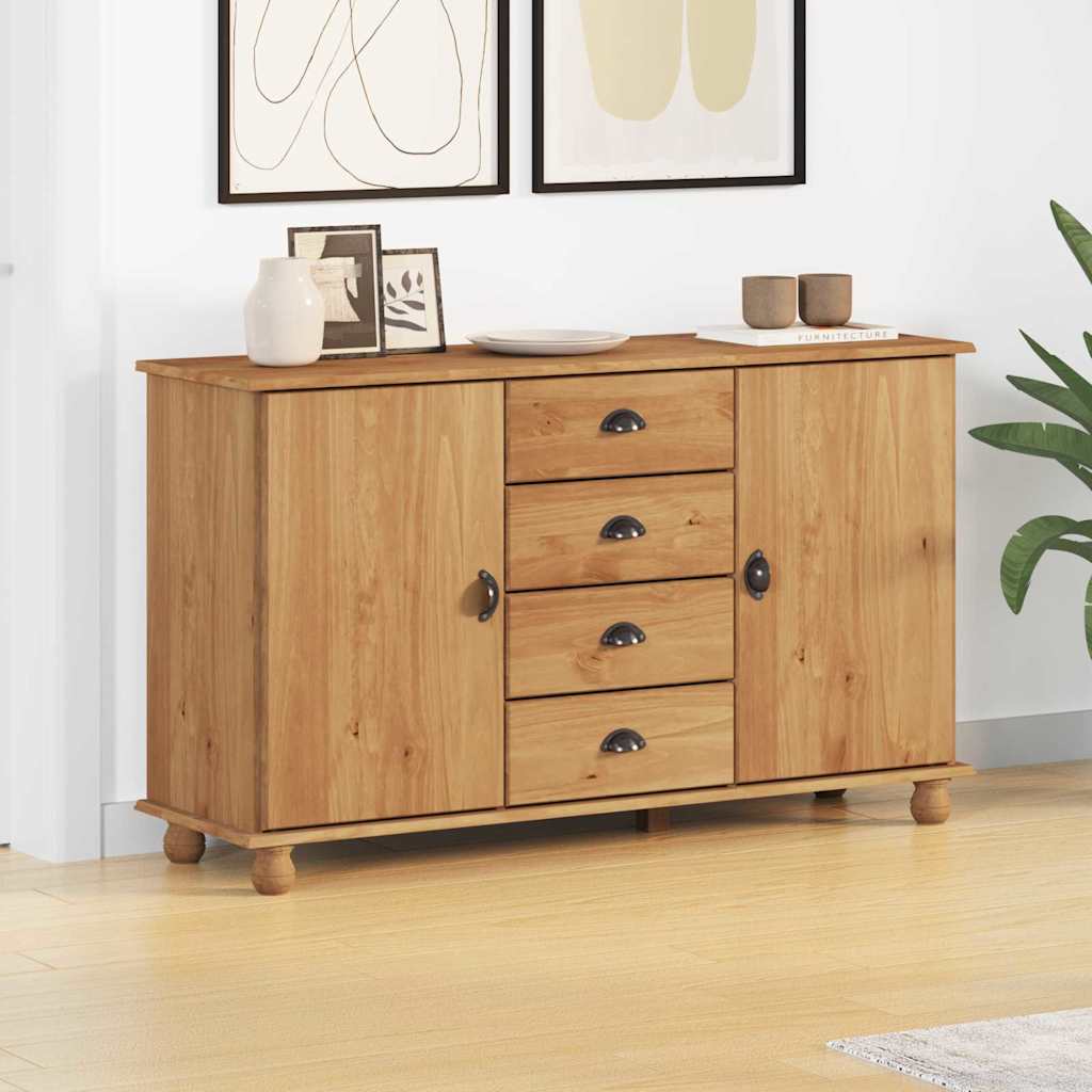 Sideboard med skuffe ASKIM 133,5 x 40 x 79 cm Massivt fyrretræ