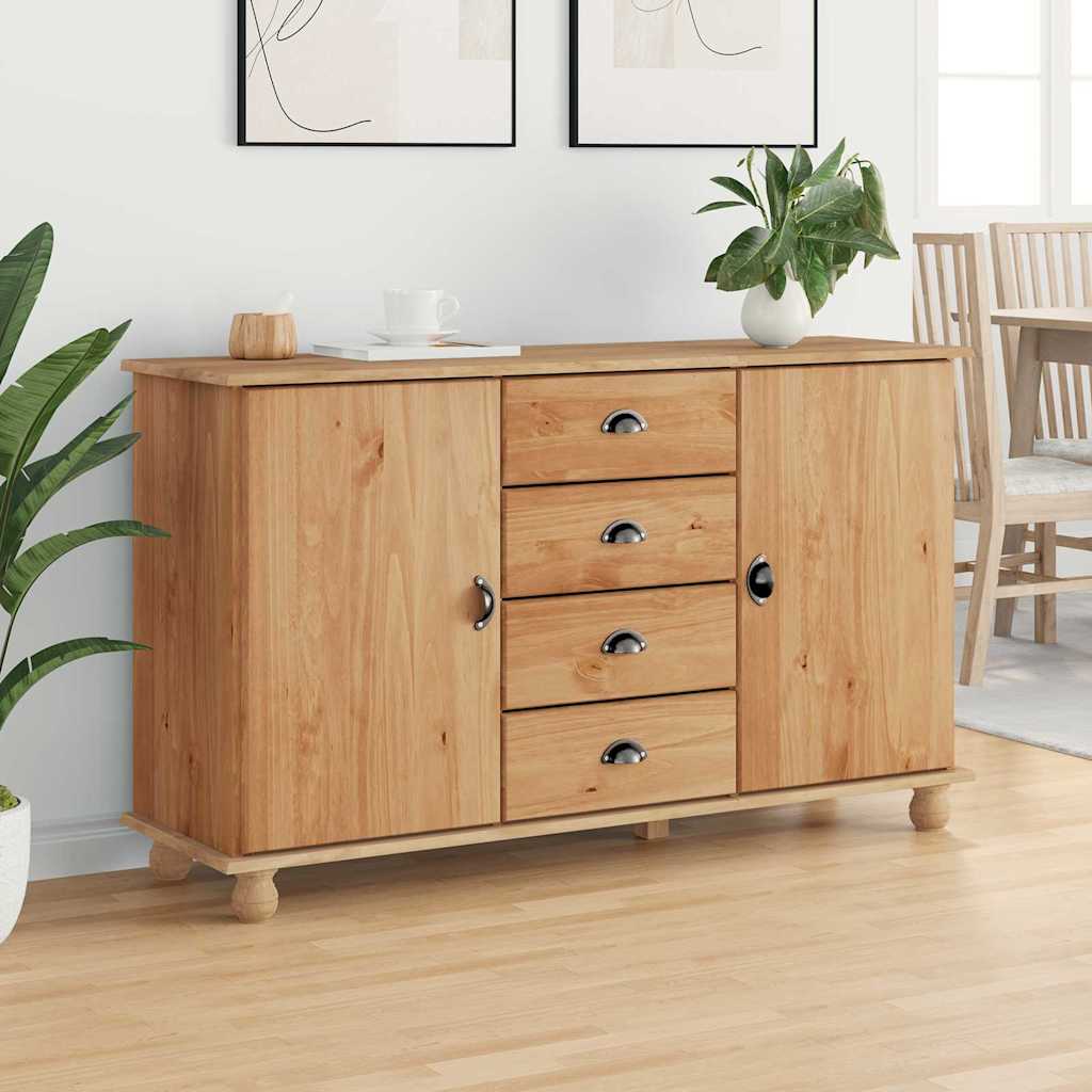 Sideboard med skuffe ASKIM 133,5 x 40 x 79 cm Massivt fyrretræ
