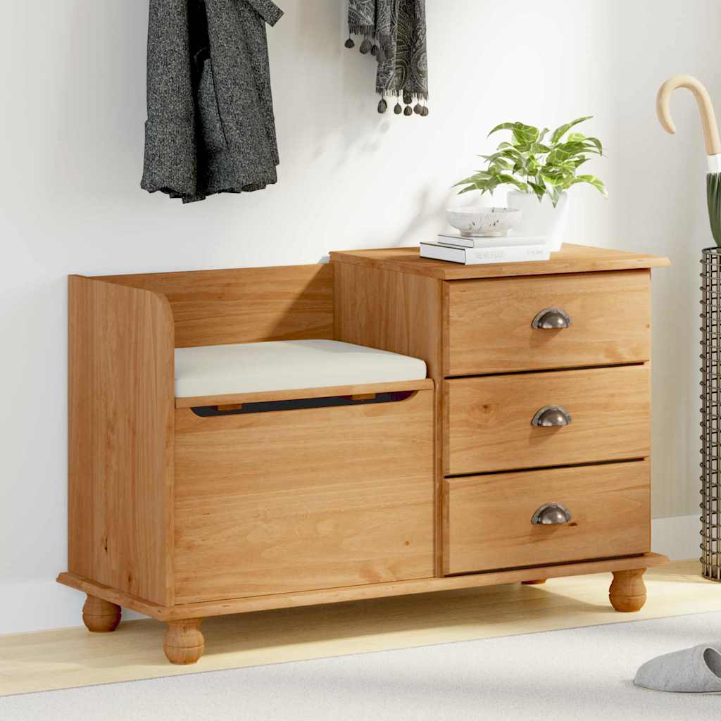 Opbevaringsbænk ASKIM Brun 100 x 39 x 62 cm Massiv fyrretræ