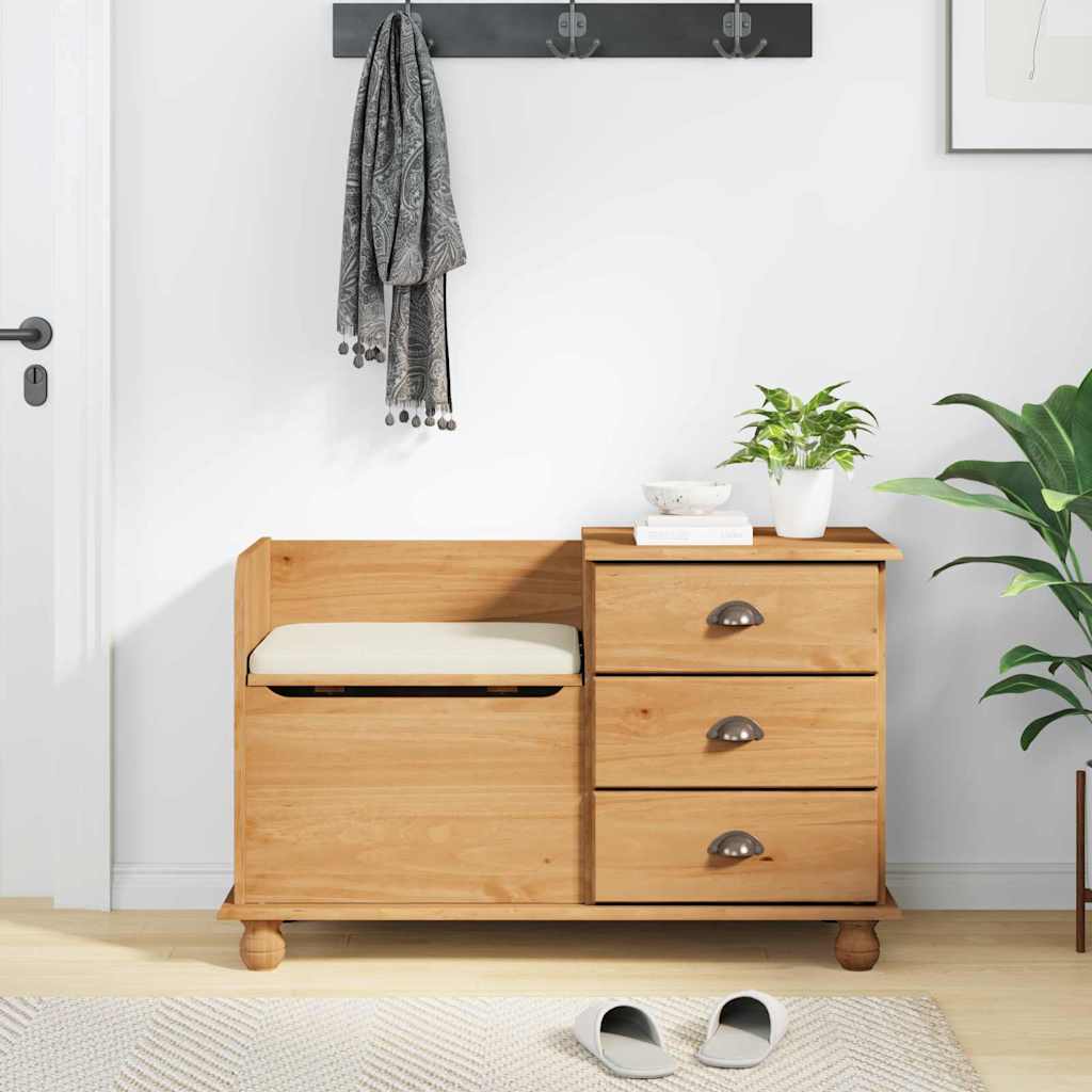 Opbevaringsbænk ASKIM Brun 100 x 39 x 62 cm Massiv fyrretræ