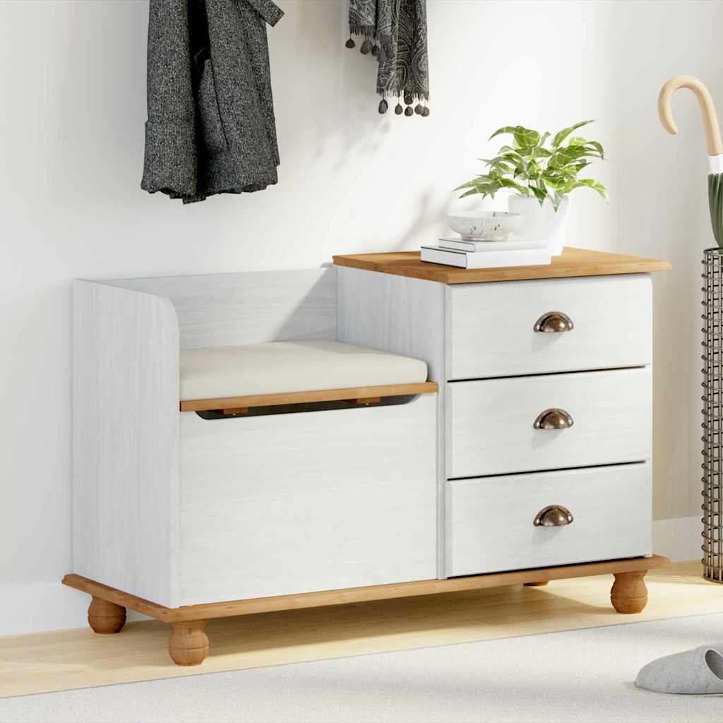 Opbevaringsbænk ASKIM Hvid 100 x 39 x 62 cm Massiv fyrretræ