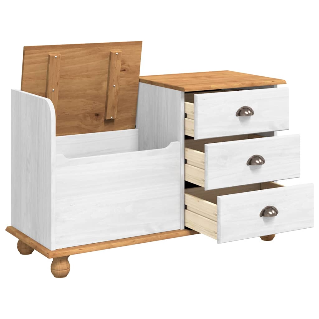 Opbevaringsbænk ASKIM Hvid 100 x 39 x 62 cm Massiv fyrretræ