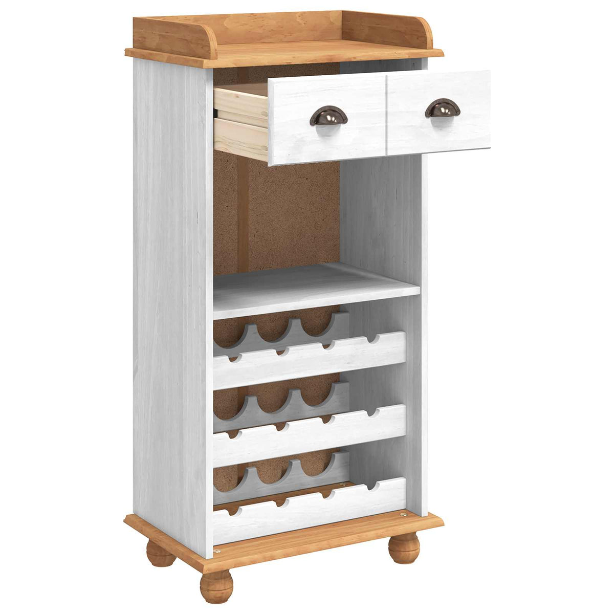 Vinskab ASKIM Hvid med Honning Top 57 x 37 x 114 cm