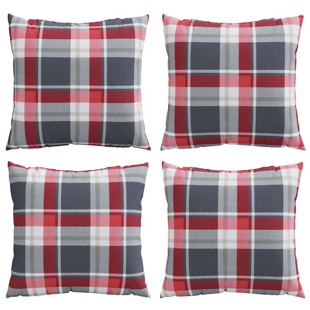 sofahynder 4 stk. rødt ternmønster 50x50 cm stof